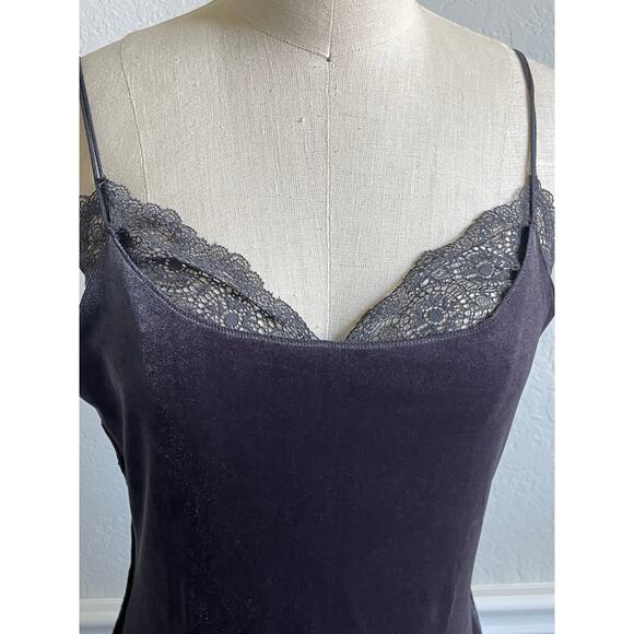Free People Velvet Slip Gray Mini Lace Dress Small 90s Grunge Y2K - Picture 5 of 10